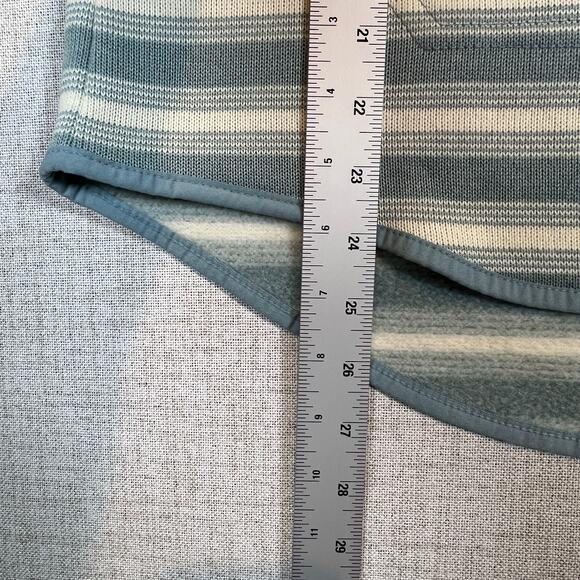Eddie Bauer Striped Henley Hoodie Fleece Pullover Blue and White/Cream Women's S - Picture 7 of 8